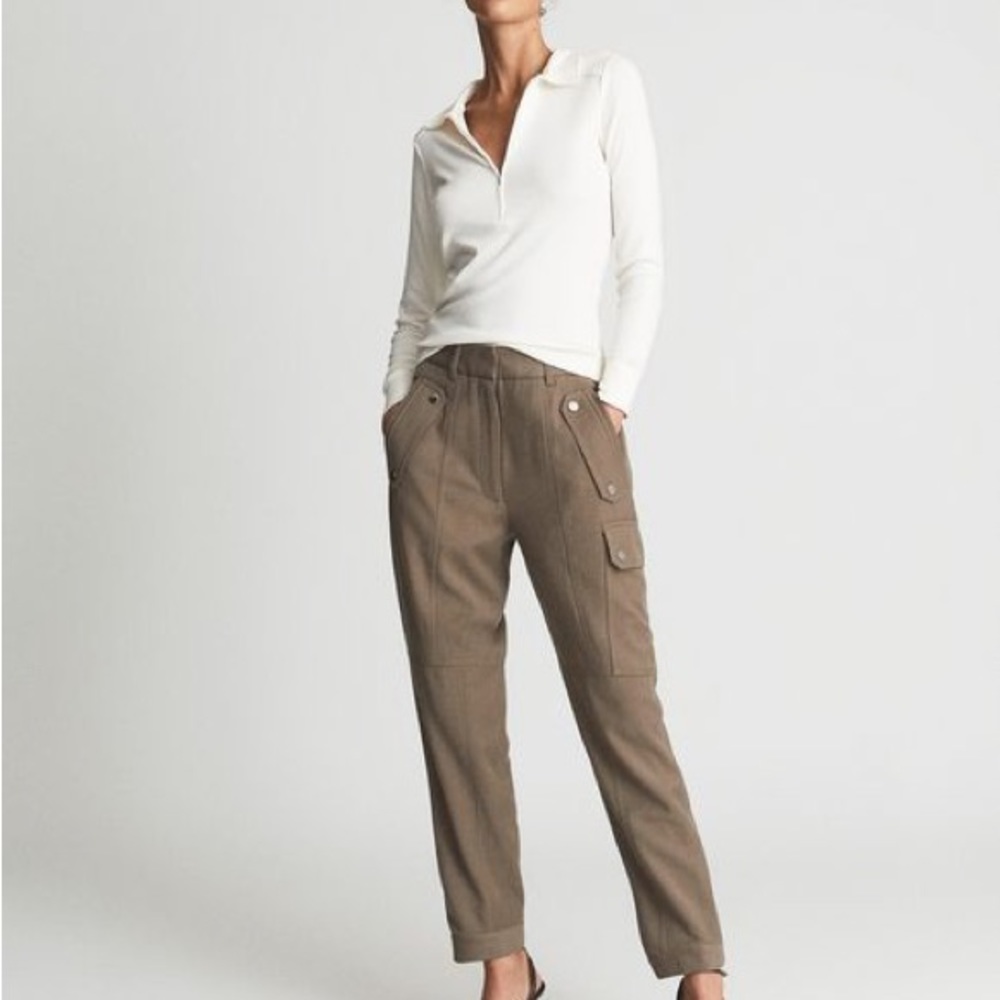 NWT Reiss wool taupe Kyla combat pant size 6Reg US